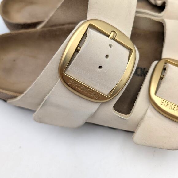 Birkenstock Arizona Big Buckle Ecru Sandal Unisex Cream Size USW10/M8 EU41 - Picture 10 of 14